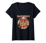 Womens Iron Maiden - Powerslave Lightning Circle V-Neck T-Shirt