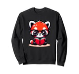 Adorable Book Lover Red Panda With Reading Glasses Cute Sweatshirt