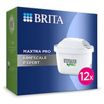 MAXTRA PRO Limescale Expert Water Filter Cartridge 12 Pack - Original BRITA refill for ultimate appliance protection, reducing impurities, chlorine and metals