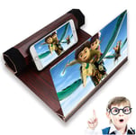 LQ&XL Phone Screen Magnifier, 12" Foldable Amplifier Enlarger Wooden Phone Holder Stand with 3D Screen Magnifying Amplifying Glass for All Smart Phone Model for Old people,Child