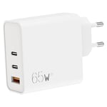 APM 65W Chargeur 3 Ports 2 USB-C USB-A, Charge Rapide, Type-C PD 3.0, Blanc, Compatible avec iPhone 15 Pro 14 13 12 iPad Apple Watch AirPod Samsung Galaxy S23 S22 Z Fold Flip, 570412