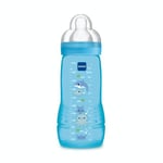 MAM , Biberon Easy Active 6+ mois (330 ml) Bleu – Biberon avec tétine en silicone débit X vitesse ultra-rapide – Biberon pour bébé avec fermeture hermétique