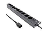 Inline 16429S, 9 Ac-Utgångar, C14 Coupler, Iec 320, 2500 W, 1,5 Mm ², C14 Coupler, Svart