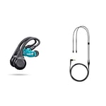 Shure AONIC 215 TW2 True Wireless Sound Isolating Earbuds with Bluetooth 5 Technology, 32 Hour Battery Life, Fingertip Controls - (Gen 2) - Blue & EAC64BK Replacement Cable for SE Earphones,Black