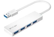 BYEASY Hub USB 3.0 à 4 Ports Ultra Fin pour iMac Pro, MacBook Air, Mac Mini/Pro, Surface Pro, Ordinateur Portable, clés USB et Disque Dur Mobile (Blanc)