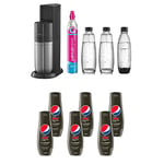 sodastream Pack Machine à Eau Pétillante et Soda 2 en 1 Duo Noire+Lot de 6 Concentrés Pepsi Max