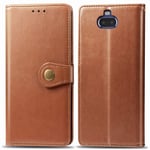 Protective Case For Sony Xperia 20 Retro Solid Color Leather Buckle Phone Case with Lanyard & Photo Frame & Card Slot & Wallet & Stand Function(Brown) Smartphone Slim Cover Shell ( Color : Brown )