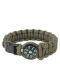 Rothco Paracord Armband m. Kompass (Olivgrön, 7'' / 18 cm) cm Olivgrön