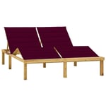 Vidaxl - Chaise longue double et coussins bordeaux Bois de pin imprégné Rouge bordeaux