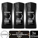 Lynx Black 12-H Refreshing Fragrance Shower Gel Body Wash for Men 3x225ml
