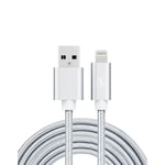 SiGN USB till Lightning Kabel, 3m, Nylon - Silver