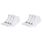 adidas Unisex Cushioned Sportswear 3 Pairs No Show Socks, White/Black, M (Pack of 2)
