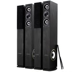 4x Fenton Home Hifi 6.5" 3-Way Black Column Floor Standing Speakers 2000W