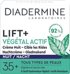 Diadermine - Lift+ Végétal Actif - Crème Visage de Nuit - Soin Anti-Rides Fermeté - Acide Hyaluronique Végétal et Actifs Botaniques - Régénère et Lisse Intensément les Rides - Pot de 50 ml