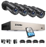 ZOSI 2TB HD 1080P 8CH DVR 1920TVL Outdoor CCTV Home Security Camera System