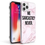 Sarcastic Never Slim Phone Case for iPhone 12 | 12 Pro TPU Protective Light Strong Cover with Funny Sayings & Quotes Sarcasm Diva Marble