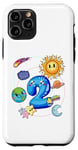 Coque pour iPhone 11 Pro 2nd Birthday Kids Outer Space 2 Years Old Planet Party