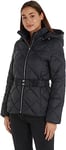 Tommy Hilfiger Women's Jacket Belted Quilted Winter, Black (Black), S