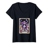 Womens The Dog Mom Tarot Card Funny Skeleton Halloween Occult Magic V-Neck T-Shirt