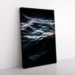 Big Box Art Light Reflecting Upon The Ocean in Abstract Canvas Wall Art Print Ready to Hang Picture, 76 x 50 cm (30 x 20 Inch), Black, Blue, Teal, Pink, Grey