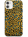 Turquoise on Tangerine Leopard Print Pattern Slim Phone Case for iPhone 12 Mini TPU Protective Light Strong Cover with Animal Print Bright Colours
