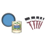 Cuprinol Garden Shades Wood Paint - Cornflower - 1L & Fit For The Job 5 pc Mixed Sizes Paint Brush Set for a Smooth Finish with Emulsion, Gloss