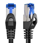 KabelDirekt – 25 m – Câble Ethernet & patch & réseau (fiches RJ45, pour profiter pleinement du débit de la fibre, idéal pour les réseaux Gigabit/LAN, routeurs, modems et switchs, noir-argent)