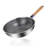 12.5" Nonstick Stir Fry Pan, Stainless Steel Wok, Cooking Pans for Electric, Induction & Gas Stoves, Oven Safe