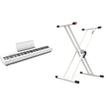 Roland FP-30X-WH Digital Piano - La version améliorée du plus populaire des pianos & Audibax Onyx 130 Plus White - Support Double Ciseaux pour Clavier - Support pour Clavier de Musique Électronique