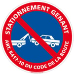 SIGNALETIQUE.BIZ FRANCE Signaletique.biz France - Panneau Stationnement Gênant Art. R37-1 du Code de la Route. Autocollant Interdit, Panneaux pvc ou Alu