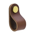 beslag design håndtak loop round brun läder brun/mässing