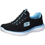 Skechers Femme SUMMITS Sneaker, Black Turquoise, 36 EU
