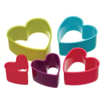 KitchenCraft Colourworks Heart Shaped Cookie Pastry Cutters, Set of 5 - CWCUTHRT