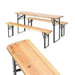 Group Maruccia Beer Set Spruce Wood 200 cm with Table and Solid Benches Street Food Table Bar Outdoor Table with Chairs