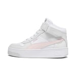 PUMA Women Carina Street Mid Baskets, White Frosty Pink Feather Gray, 40.5 EU