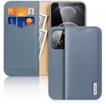 iPhone 13 Pro Plånboksfodral - Dux Ducis Äkta Läder Isblå (RFID Skydd)