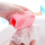 Flexible Silicone Mini Cleaning Washing Scrub Brush Hand-held Wa Blue