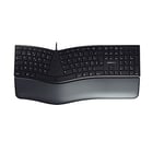 CHERRY KC 4500 ERGO, ergonomic keyboard, Belgian layout (AZERTY), wired, padded palm rest with memory foam, curved keypad, black