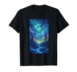 Lights Galaxy Space Forest Night sky Cosmic Stars T-Shirt