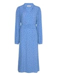 Parisll Midi Dress Ls Knälång Klänning Blue Lollys Laundry