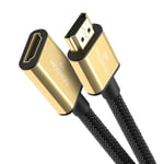 Cable HDMI 2.1 Rallonge de 0.5m avec Connecteurs Male et Femelle en Nylon Tress¿¿ Ultra Haute Vitesse 8K Extra Solide pour TV,Xbox,PS4/5,Blu-Ray,Projecteur