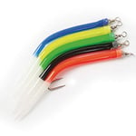 FLADEN Fishing Soft Bait - 5 Pack Assorted Colours Glow Gummi Mac Sandeels Range of Hook Size/Length - Quality Imitation Fake Bait - For all Predatory Fish (5 pack - Size 9/0 14 cm) [17-821-90]