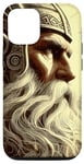Coque pour iPhone 15 Majestic Warrior Barbe avec casque nordique vintage Viking