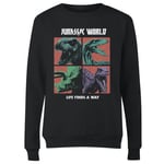 Jurassic Park World Four Colour Faces Women's Sweatshirt - Black - XL