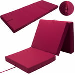 Detex - Matelas pliant de voyage Matelas d'appoint pliable Lit futon Pouf pliant avec housse 190x70x10 cm Rouge