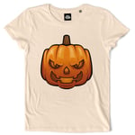 Teetown - T Shirt Femme - Citrouille Méchante - Halloween Fêtes Déguisement Novembre Farces Bonbon Horreur Peur Enfants - 100% Coton Bio
