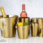 Barware 4L Gold Single Walled Wine Champagne Cooler Insulated Ice Cube Chiller