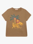 Du Pareil au même Kids' Cotton Big Cat Graphic T-Shirt, Green