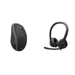 Logitech MX Anywhere 2S Wireless Mouse, Graphite Black & H390 Wired Headset for PC/Laptop, Stereo Headphones with Noise Cancelling Microphone, USB-A, In-Line Controls, Works with Chromebook - Black