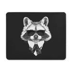 Funny Raccoon in Suit with Sunglasses Hipster Animal Rectangle Non Slip Rubber Mousepad, Gaming Mouse Pad Mouse Mat for Office Home Woman Man Employee Boss Work